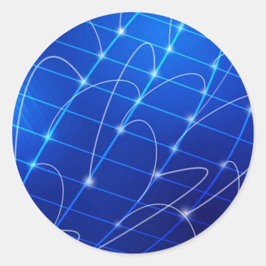 青と白のネットワークつながり ラウンドシール (正面)