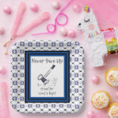 青と白のネバーアッ与えプのゲベル紙プレート ペーパープレート (パーティー)