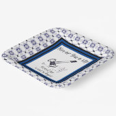 青と白のネバーアッ与えプのゲベル紙プレート ペーパープレート (傾斜あり)