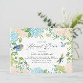 青と白のハイドランジアのリハーサルディナー 招待状 (スタンド正面)