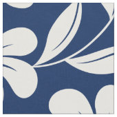 青と白のハイビスカス ファブリック (クローズアップ)