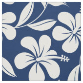 青と白のハイビスカス ファブリック (見本)