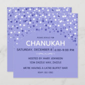 青と白のハヌカーの星 招待状 (正面/裏面)