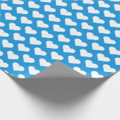 青と白のハートパターンのラッピング紙 ラッピングペーパー (角)