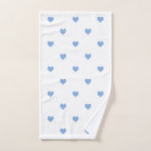 青と白のハートパターン バスタオルセット (ハンドタオル)