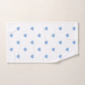 青と白のハートパターン バスタオルセット (ハンドタオル)