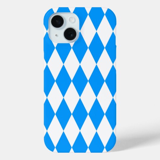青と白のハーレクイン ダイヤ柄 チェッカーズ デザイン Case-Mate iPhoneケース (裏面)
