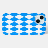 青と白のハーレクイン ダイヤ柄 チェッカーズ デザイン Case-Mate iPhoneケース (裏面 (横))