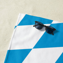 青と白のバイエルダイヤモンド国旗のパターン ビーチタオル