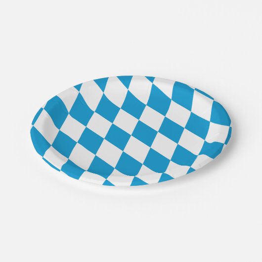 青と白のバイエルダイヤモンド国旗のパターン ペーパープレート (アングル)