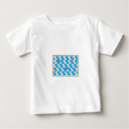 青と白のバイエルン柄 ベビーTシャツ