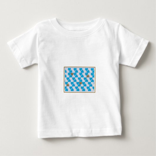 青と白のバイエルン柄 ベビーTシャツ (正面)