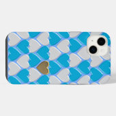 青と白のバイエルン模様 iPhoneケース (裏面横)