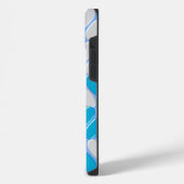 青と白のバイエルン模様 iPhoneケース (左側面)