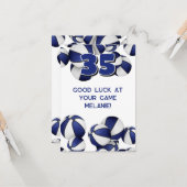 青と白のバスケットボールでゲームでの幸運を祈る カード (正面/裏面インサイチュ)