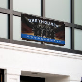 青と白のバスケットボールバナースポーツチーム 横断幕 (ビルの外側)