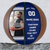 青と白のバスケットボールボール、あなたの写真、文字 バスケットボール