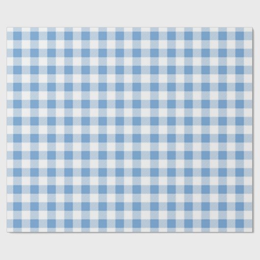 青と白のバッファローのプレイドシームレス ラッピングペーパー (フラット)