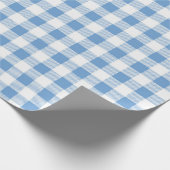 青と白のバッファローのプレイドシームレス ラッピングペーパー (角)