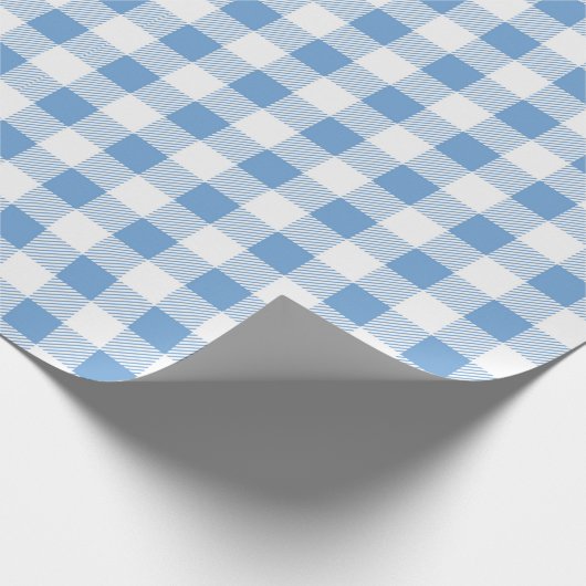 青と白のバッファローのプレイドシームレス ラッピングペーパー (角)