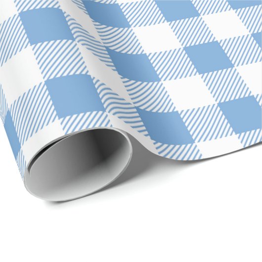 青と白のバッファローのプレイドシームレス ラッピングペーパー (ロールコーナー)