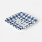 青と白のバッファローチェック家族のピクニック ペーパープレート (傾斜あり)