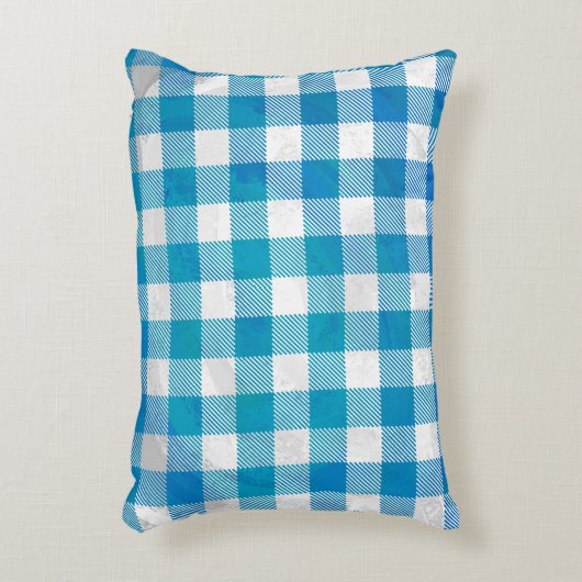 青と白のバッファロー市松模様にプライド アクセントクッション (正面(垂直))