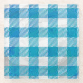 青と白のバッファロー市松模様にプライド ガラスコースター (正面)