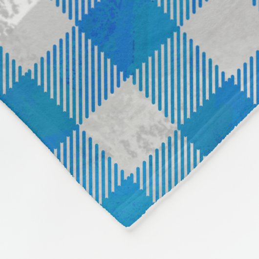 青と白のバッファロー市松模様にプライド フリースブランケット (角)