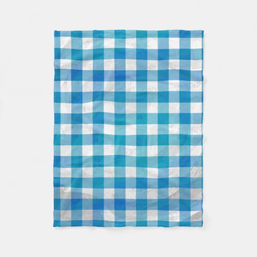 青と白のバッファロー市松模様にプライド フリースブランケット (正面)