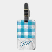 青と白のバッファロー市松模様にプライド ラゲッジタグ (正面縦)
