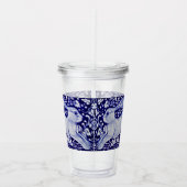 青と白のバニーのウサギのタイルの回りアート アクリルタンブラー (右)