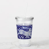 青と白のバニーのウサギのタイルの回りアート アクリルタンブラー (裏面)