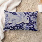 青と白のバニーラビットフローライースターバード ランバークッション (ブランケット)