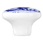 青と白のバニーラビット地中海のフォークアート セラミックノブ (側面)