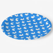 青と白のバニーラビット紙プレート ペーパープレート (アングル)