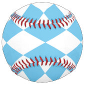 青と白のババリアrhombus国旗のパターン ソフトボール (裏面)