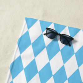 青と白のババリアrhombus国旗のパターン ビーチタオル