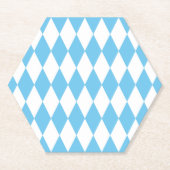 青と白のババリアrhombus国旗のパターン ペーパーコースター (正面)