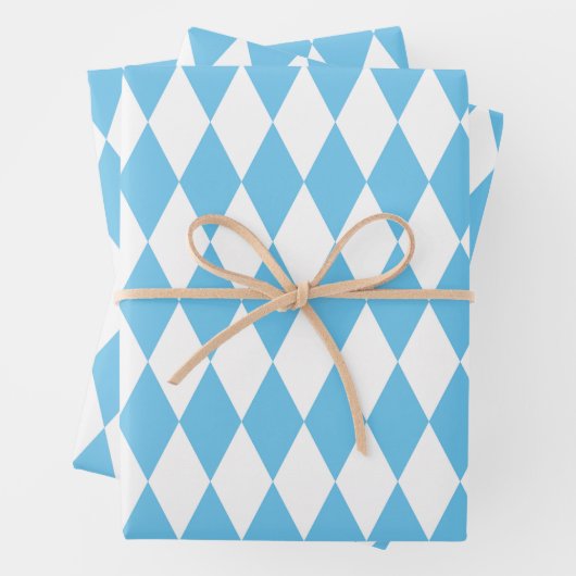 青と白のババリアrhombus国旗のパターン ラッピングペーパーシート (インサイチュ)