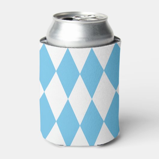 青と白のババリアrhombus国旗のパターン 缶クーラー (缶正面)