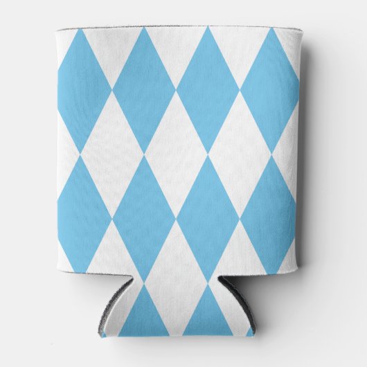 青と白のババリアrhombus国旗のパターン 缶クーラー (正面)