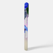 青と白のバラとアネモネの花のモノグラム Case-Mate iPhoneケース (裏面 / 右)