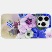 青と白のバラとアネモネの花のモノグラム Case-Mate iPhoneケース (裏面 (横))