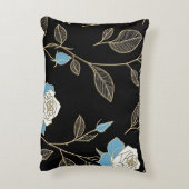 青と白のバラと金ゴールドトリム アクセントクッション (裏面(縦))