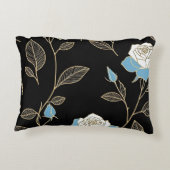 青と白のバラと金ゴールドトリム アクセントクッション (裏面)