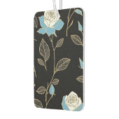 青と白のバラと金ゴールドトリム カーエアーフレッシュナー (左)