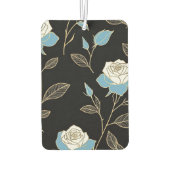 青と白のバラと金ゴールドトリム カーエアーフレッシュナー (裏面)