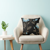 青と白のバラと金ゴールドトリム クッション (椅子)