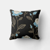 青と白のバラと金ゴールドトリム クッション (裏面)